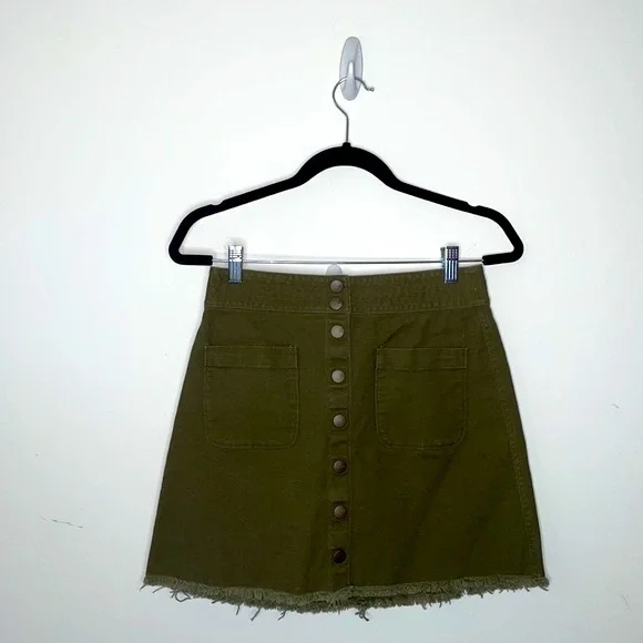 Madewell Raw-Hem A-Line Mini Skirt in Kale - Picture 3 of 6